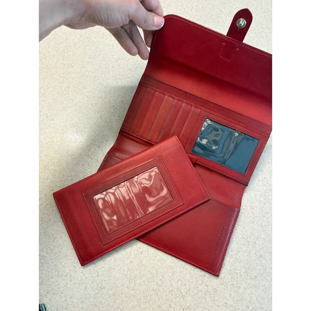 Vintage Dooney & Bourke Florentine Red Leather Checkbook Wallet Organizer